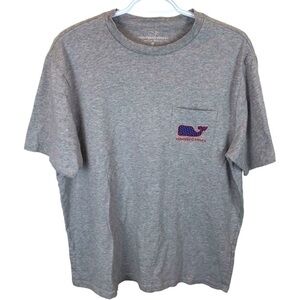 Vineyard Vines Grey Logo Stars  Blue Red Whale Short Sleeve Tee T-Shirt Men's M